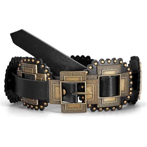 Women Western Concho Leather Belt Cowgirl Boho Belt Chunky for Dresses Concert main image 4